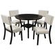 GZXS Modern 5-Piece Dining Table Set 42 Wooden Round Table With Shelf 4 Upholstered Chairs For Dining Room Kitchen