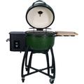 Ceramic Pellet Grill 4-in-1 Smoked Roasted Barbecue Pan-roasted with 19.6 Diameter Gridiron & Double Ceramic Liner 24 Patio Grill with Cover Wheels Cutting Board LED Status Display Green