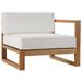 Lounge Chair White Natural Teak Wood Fabric Modern Contemporary Outdoor Patio Balcony Cafe Bistro Garden Furniture Hotel Hospitality