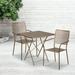 Emma + Oliver Commercial Grade 28 Square Gold Folding Patio Table Set-2 Square Back Chairs