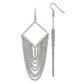 Stainless Steel Polished Multi Chain Dangle Shepherd Hook Earrings