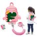 Toddler Harness Backpack 2 in 1 Kid Dinosaur Backpacks with Anti Lost Wrist Link