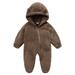 Dadaria Baby Boys Girls Clothes Newborn Fleece Footie Snowsuit Winter Bunting Onesie Cartoon Warm Hooded Romper Jumpsuit Outfits For Brown 0-3 Months Toddler