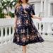 WQJNWEQ Clearance Sundresses For Women Women Oversize Summer Casual Short Sleeve V Neck Printed Sleeve Dresses Loose Dress