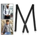 Men s Suspenders Men s Black Clip Suspenders Elastic Adjustable Clips Suspender Clip-on Suspenders with Extra Clips Adjustable Braces for Men Suspender X Back Style 47inches