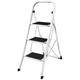 Small Mini Kitchen Ladder 3 Step Ladder Wide Panel Anti Slip Rubber Feet Heavy Duty 150kg/330lbs Capacity Anti Rust Folding Portable Stepladder