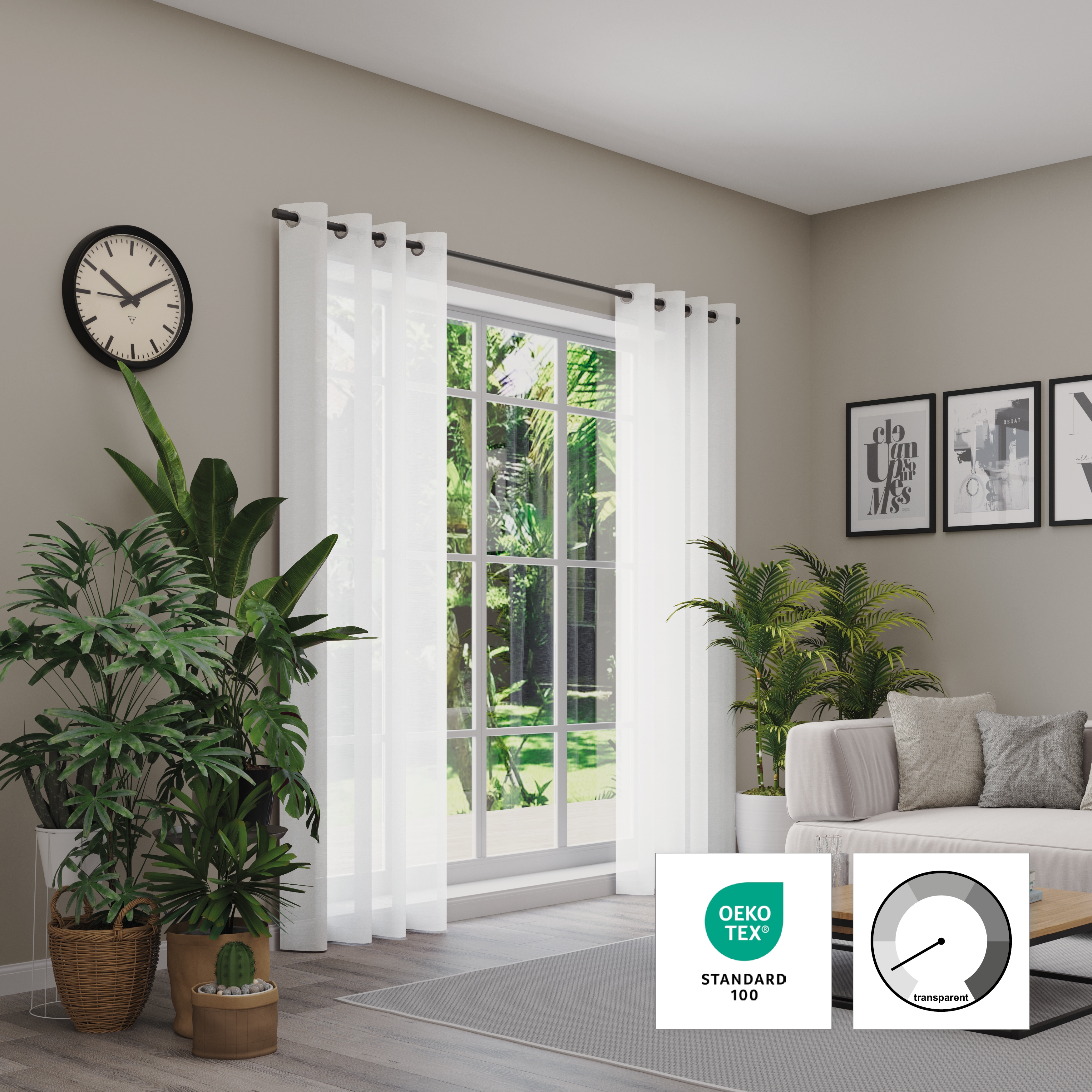 Vorhang NEUTEX FOR YOU "Kiss", weiß (wollweiß), B:600cm H:245cm, Jacquard, Polyester, Gardinen, Uni in natürlicher Optik, nach Maß Image