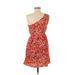 As U Wish Casual Dress - A-Line Plunge Sleeveless: Orange Floral Dresses - Women's Size Small