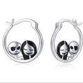 Disney Jewelry | 18k Nightmare Before Christmas Jack Sally Hoop Earrings | Color: Silver | Size: Os