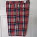 J. Crew Shorts | J. Crew Mens Multicolor Cotton Linen Plaid Bermuda Short Pant Nwot - Size 33w | Color: Blue/Red | Size: 33