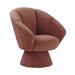 Barrel Chair - Everly Quinn 32 inches Wide Velvet Swivel Barrel Chair Velvet in Brown | 35 H x 32 W x 30 D in | Wayfair