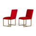 Cid 25 Inch Modern Fabric Dining Chair, Channel Tufted, Set of 2, Red, Gold - 19 L x 25 W x 35 H in inches