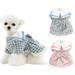 Waroomhouse Pet Winter Dress Large Hem Plaid Print Bib Bow-knot Thick Keep Warm Princess Style Doll Collar Cat Winter Dress for Daily Wear