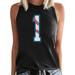 ZHAGHMIN Women V Neck Short Sleeve Tops Women S Baseball Print Sleeveless Vest Summer Three Color T Shirt Snow Long Sleeve Shirts Women Cotton Spand BlackS