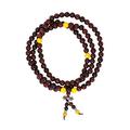 Mandala Crafts Natural Wood 108 Mala Prayer Beads Necklace Bracelet from for Buddhists Meditation Yoga (Red Wood Yellow Marker)