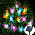 Butterfly Solar Lights Outdoor Night Light 12 Pcs Multi-Color Led Fiber Optic Butterfly Lights 12.5ft Length Waterproof Solar-Powered Fairy Lights Lighting Decorations for Garden