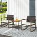 3 Piece Patio Set Outdoor Wicker Bistro Set 2 Rattan Chair Conversation Sets with Coffee Table and Cushions Brown