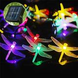 Chok Solar-powered String Lights Dragonfly String Lights Indoor and Outdoor Decorative Color Lights Garden Patio Decorative Waterproof Dragonfly String Lights Multi-color