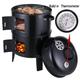 SAYFUT 3-in-1 Vertical Multi-Layer Steel Charcoal Smoker Heavy Duty Round BBQ Grill for Outdoor Cooking Charcoal Grill with Thermometer Outdoor Home Party