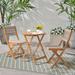 OC Orange-Casual Acacia Patio Bistro Set Outdoor Compact Wood Coffee Table and Chairs 3 Piece Beige