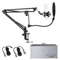 Technical Pro Microphone Accessory Starter Package (Just add a Mic) Carry Case Computer XLR Cable Suspension Mic Arm Pop Filter Microphone Shock Mount