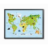The Kids Room by Stupell World Map Cartoon And Colorful Framed Wall Art by In House Artist