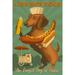 Hawaii Lava Hot Dogs Dachshund Retro Hotdog Ad (12x18 Wall Art Poster Room Decor)