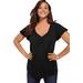 Plus Size Women's Flutter-Sleeve Sweetheart Ultimate Tee by Roaman's in Black (Size 38/40) Long T-Shirt Top