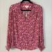 Anthropologie Tops | Anthropologie Maeve Red Long Sleeve Floral Ruffle Blouse Size 0 | Color: Pink/Red | Size: 0