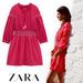 Zara Dresses | Hpnwt Zara Fuchsia Smocked Poplin Dress Contrast Embroidered Trim Pink Barbie | Color: Pink | Size: Xs