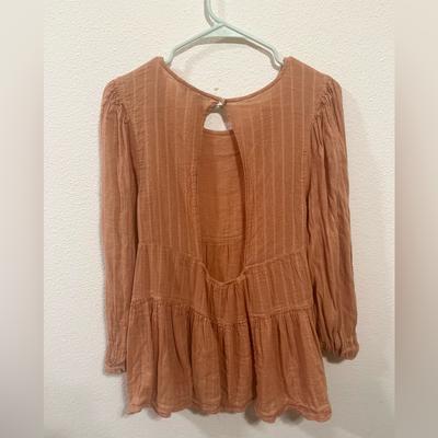 American Eagle Outfitters Tops | American Eagle Orange Long Sleeve Blouse Cute Summer Time Light Weight Flowy | Color: Orange | Size: S