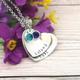 Personalised Multiple Name Necklace With Birthstone Crystals, Two Necklace, Heart Family Couple