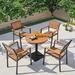 Hokku Designs Acein Round 4 - Person 27.56" Long Aluminum Outdoor Dining Set Wood/Metal in Black/Brown | 27.56 W x 27.56 D in | Wayfair