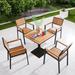 Hokku Designs Alycea Square 4 - Person 27.56" Long Aluminum Outdoor Dining Set Wood/Metal in Black/Brown | 27.56 W x 27.56 D in | Wayfair