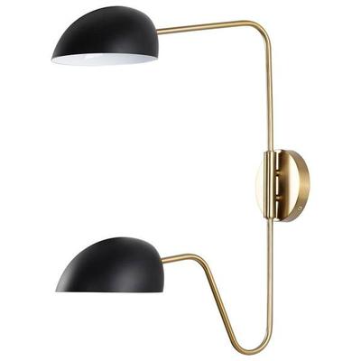 Nuvo Lighting 62899 - 2 Light Wall Sconce Burnished Brass Black Shade Wall Sconce (TRILBY 2 LIGHT WALL SCONCE BLK (60-7393))