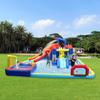 7-in-1 Inflatable Water Park with Slide, Trampoline, Bouncing House, Splash Pool, Water Gun, Climbing Wall, Dual Pools & Soccer