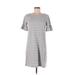 J.Crew Factory Store Casual Dress - Shift Scoop Neck Short sleeves: Gray Print Dresses - Women's Size Small