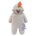 Verugu Cute Baby Boys Girls Snowsuit Jackets Winter Ears Hooded Footie Cotton Romper Jumpsuits New Born Baby Infant Winter Warm Thicken Coat Snow Outwear Jumpsuits Gray 9-12 Months