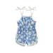 Toddler Baby Girls Summer Romper Sleeveless Tie Shoulder Floral Plaid Print Jumpsuit