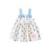 Baby Girls Dress Set Sleeveless Bowknot Flower Printed A-line Slip Dress with Shoulder Bag