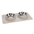 2x350ml Light Grey Silicone Dex Stainless Steel Bowl Karlie Dog Bowl