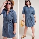 Anthropologie Dresses | Anthropologie Bellamy Striped Shirtdress | Color: Blue/Gray | Size: 14