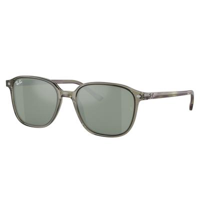 Ray-Ban RB2193F Leonard Sunglasses Transparent Green Frame Grey Mirror Lens Asian Fit 55 RB2193F-66355C-55