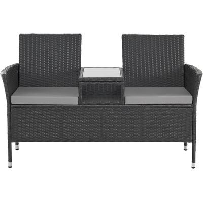 Chicago Rattan-Bank Garten-Bank Lounge Sitzecke Schwarz - Svita Image