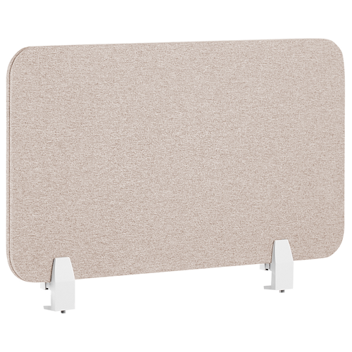 Schreibtisch Trennwand Beige Stoff PET Kunststoff 80 x 40 cm zum Aufstellen Klemmen Schallschutz Sichtschutz Pinnwand Büro Home Office