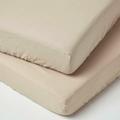 Lot de 2 Draps housse lit bébé en lin lavé Beige, 60 x 120 cm - Beige - Homescapes