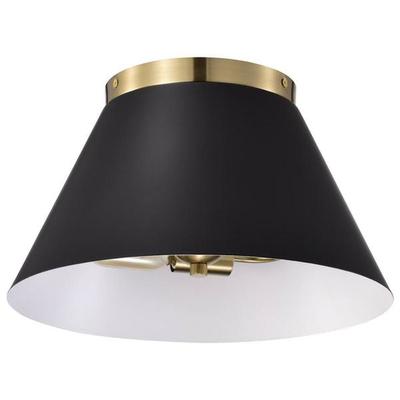 Nuvo Lighting 60084 - 3 Light Small Vintage Brass/Black Ceiling Light Fixture (DOVER 3 LIGHT SMALL FLUSH BLK (60-7417))