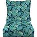 RSH DÃ©cor Indoor Outdoor Pillow Back Deep Seating Chair Cushion Set 23â€�x 24â€� x 5â€� Seat and 25â€� x 21â€� Back Crestwood Marine Blue Leaves