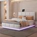 Queen Size Tufted Upholstered Platform Bed w/ LED Lights & USB Charger