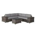 Living Source International 8-Piece Wicker / Rattan Sectional Set in Gray